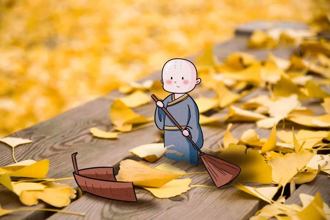 摄图网_400304604_卡通扫地小和尚和银杏(非企业商用).jpg 图片